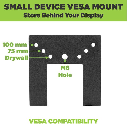 HIDEit Uni-SW Wall Mount - showing the different sizes of holes within the mount - vesa compatibility.