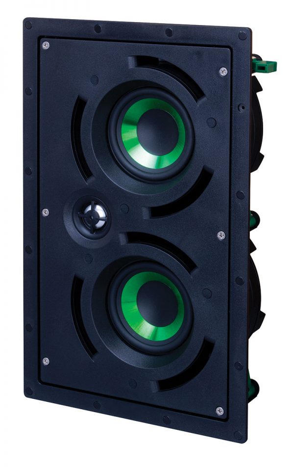 Beale Street Dual 4″ LCR 2-Way In-Wall Speaker IWLCR4-MB - shown from the front at an angle.