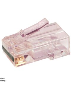 Simply45 Cat6/6a Unshielded Pass-Through RJ45 S45 1700P - one plug from side at an angle showing top and side aspects.