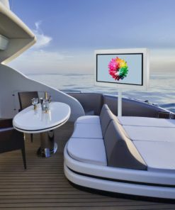 Aquavision Horizon outdoor TV on the deck of a boat