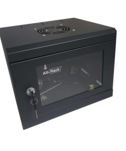 All-Rack 4U SOHO Cabinet showing front of unit, glass door and lock.