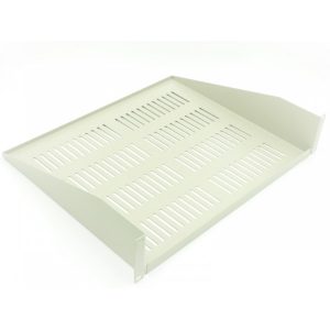 ALL-Rack Grey deep front Fixing Cantilever Shelf - 2U - angled view from side