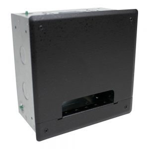 FSR PWB-200 Flat Screen Wall Box with cover (black) - shown at an angle