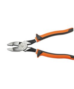 KLEIN TOOLS Insulated Pliers, Slim Handle Side Cutters - side view showing handles and cutter. with tool open.