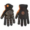Klein Tools Electricians gloves showing palm and back view