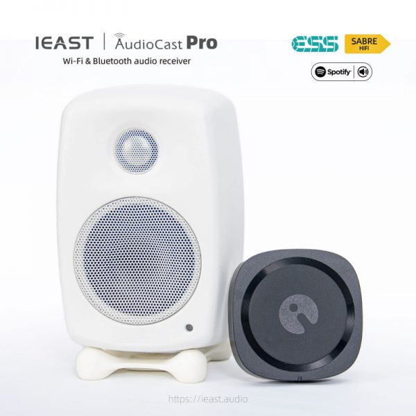 iEast Audiocast ProM50 audio streamer - view of unit next to a speaker