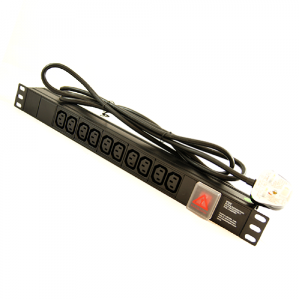 All-Rack 10 Way Horizontal IEC PDU with UK Plug