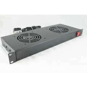 All-Rack 2 Way Rackmount Fan Tray - shown at angle with plug.