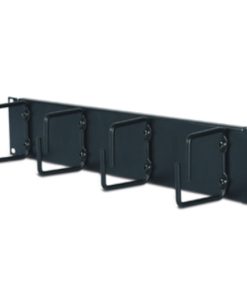APC Horizontal Cable Organiser 2U- view of rack from the front at an angle.