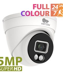 Partizan 5.0MP IP camera IPD-5SP-IR Full Colour SH - showing camera unit and text 'Full Colour 24/7 and 5MP Super HD