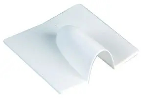 Cable entry cover in white showing external face with route for cable entry.