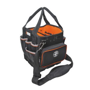 Tool Bag, Tradesman Pro™ Tool Tote - view of bag from front at an angle showing shoulder strap and various pockets.