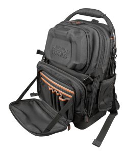Tradesman Pro™ Tool Master Tool Bag Backpack - showing front of bag with front pouch unzipped. to reveal additional tool pockets.