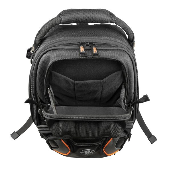 Tradesman Pro™ Tool Master Tool Bag Backpack - showing front of bag with mid front pouch unzipped.
