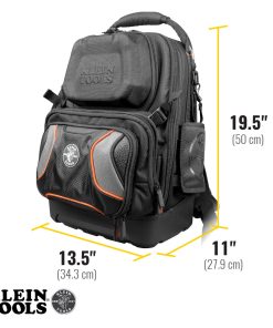 Tradesman Pro™ Tool Master Tool Bag Backpack - showing front of bag and dimensions 50cm (h) x 34.3cm (w) x 27.9cm (d)