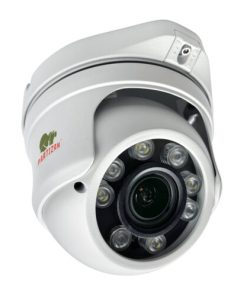 Partizan 5.0MP IP Dome Camera Varifocal (IPD-VF5MP-IR Full Colour Cloud) showing unit and lens from the front underside at an angle.