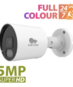 Partizan 5.0MP IP Camera (IPO-5SP Full Colour SH) - showing unit and text 'Full Colour 24/7 and 5MP Super HD'
