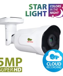 Partizan 5.0MP IP Varifocal Camera (IPO-VF5MP Starlight 2.4 Cloud) - showing unit and text 'Star Light colors in the night and 5MP Super HD and Cloud Recording'