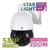 Partizan 5.0MP IP Varifocal camera (IPS-220X-IR SE AI 1.0 Starlight) - showing camera unit and text 'Star Light colors in the night and 5MP Super HD motorised zoom'