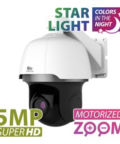 Partizan 5.0MP IP PTZ Varifocal camera (IPS-230X-IR Starlight SH) - showing unit and text 'Star Light colors in the night and 5MP Super HD motorised zoom'