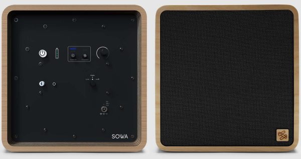 SOWA Sound Wireless Speakers - showing the front and back of the units and connections.