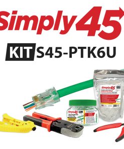 S45 Cat5e/6 UTP Starter Kit- showing the 5 items included in the kit