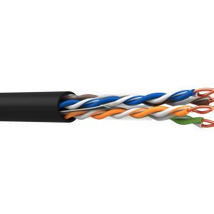 Webro CAT6 Cable - showing cable from side showing black cable sheath colour and with twisted wires exposed