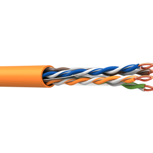 Webro CAT6 Cable - showing cable from side showing orange cable sheath colour and with twisted wires exposed