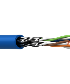 Webro CAT6a Cable - showing cable from side showing blue cable sheath colour and with twisted wires and shielding exposed