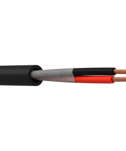 Webro outdoor speaker cable 2 core -showing cable from side showing black cable sheath colour and with speaker wires exposed