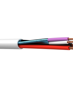 Webro lighting control cable - white Lutron Blind Control Cable - showing cable from side showing cable sheath colour and with wires exposed